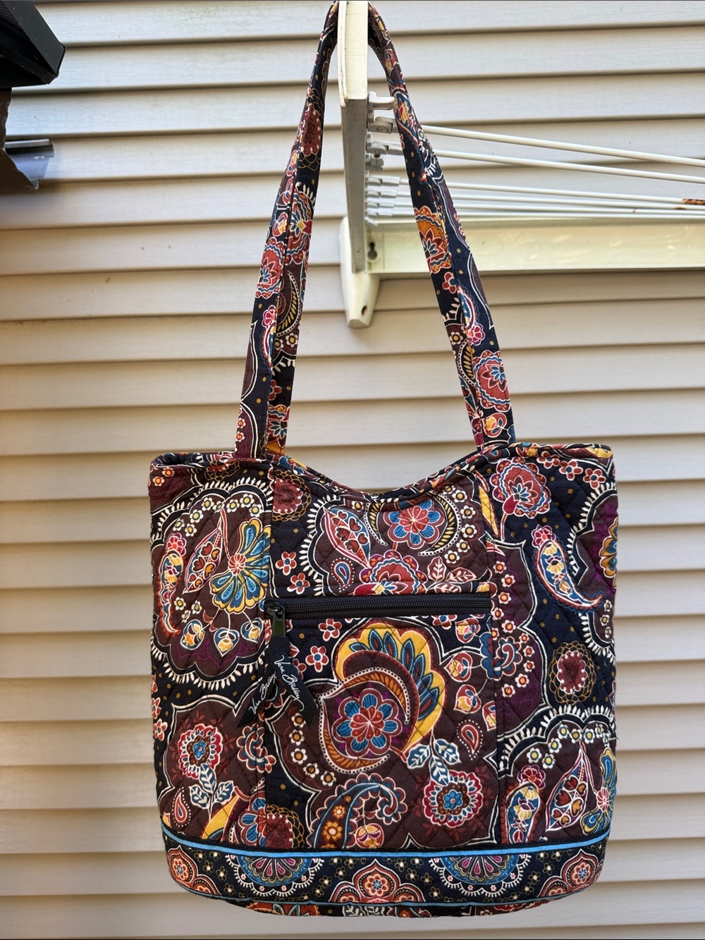 Vera Bradley Kensington Print Black Brown Floral Paisley Bag Purse Tote